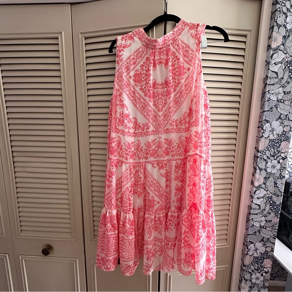 Calvin Klein Pink and White Sleeveless Dress